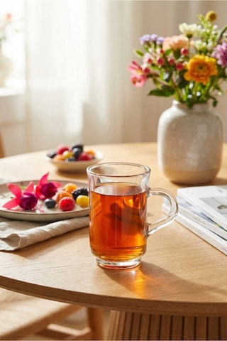 Lav Ada Cam Kulplu Çay Bardağı 6 Kişilik 155 ml Kulplu
