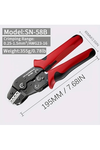 Fastbuy Profesyonel Tel Pense Jst Dupont Terminal, Sn-58b 23-16 Awg, 0.25-1.5mm² Krimleme Tel Aksesuar