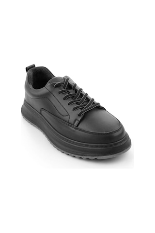 Siyah Hakiki Deri Erkek Sneaker E01535415003 Siyah