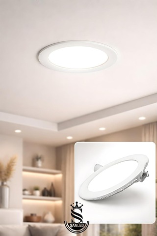 18w Tasarruflu Led Yuvarlak Beyaz/gün Işık Sıva Altı Slim Panel Tavan Aydınlatma Armatürü Beyaz-2 Adet Çok Renkli