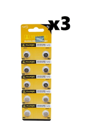 Tianqiu AG3 LR41/392A Alkalin Düğme Pil 10 x 3'lü Tianqiu AG3 LR41/392A Alkalin Düğme Pil 10 x 3'lü