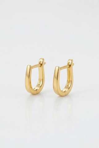 925 Ayar Gümüş Taşsız Minimal J Kadın Küpe 1,5 Cm Zarif Halka Küpe Gold