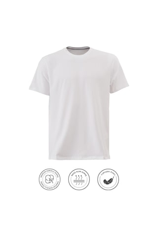 Elemge 3'lü Pamuk Likra Vücuda Oturan Magic Fit Erkek T-shirt Compact Penye Kısa Kol Esnek Tişört Elastan Siyah-beyaz-lacivert