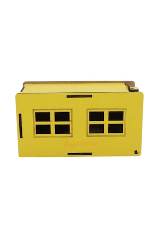 Garajlı Nostaljik Ahşap Araba - Mavi Araba Sarı Garaj