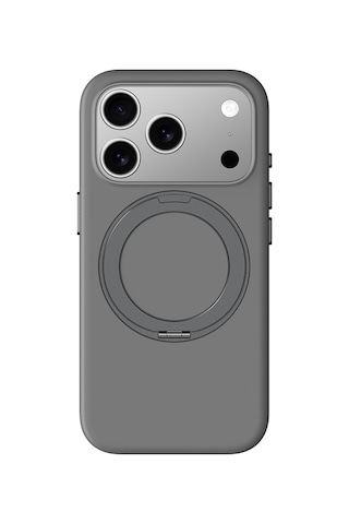 Apple Uyumlu iPhone 17 Pro Max Amazingthing Cloudie Magspin 360 Derece Standlı M-safe Kılıf Gri Gri