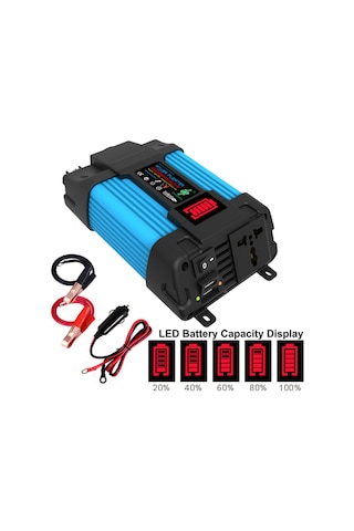 Dc12 V-ac220 V 300w Araç Dönüşüm İnvertörü Güç İnvertörü Led Akü Güç Göstergesi Çoklu Koruma İkili Şarj Usb Portları Kamp Seyahat İnvertörü