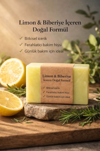 Limon & Biberiye Yağlı Cilt Bakım Sabunu- 120 Gr Limon