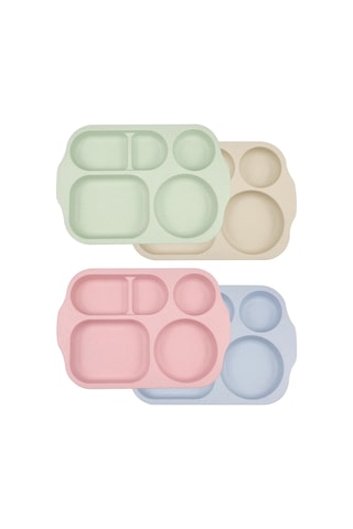 4 Parçalı Plastik Çocuk Tabağı, Ayırıcı Tabak, Kırılmaz Menü Tabağı