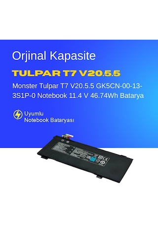 Monster Tulpar T7 V20.5.5 Gk5cn-00-13-3s1p-0 Notebook 11.4 V 46.74wh Batarya Uyumlu, Yüksek Performanslı 75904370