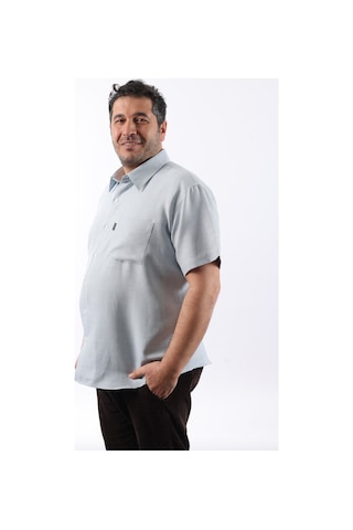 Tousus Kısa Kol Mint Yeşili-beyaz Petek Desenli Pamuklu Erkek Gömlek Kk-8053-tss