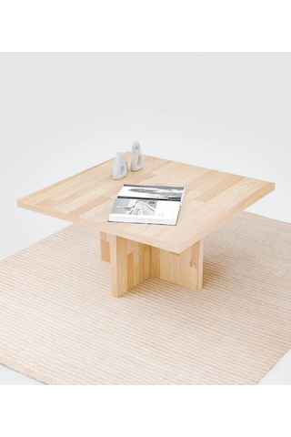 Ela Wood Working Masif Ağaç Kare Orta Sehpa 80 X 80 X 40 Naturel