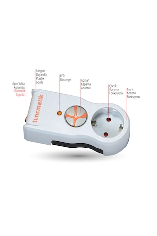 Tunçmatik Powersurge TSK5078 525J Akım Korumalı Tekli Priz Beyaz