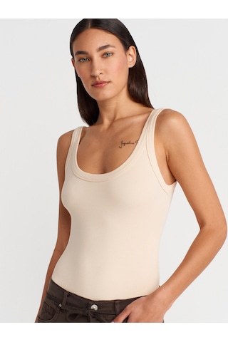 Dilvin 21053 Askılı Bodysuit-taş Taş