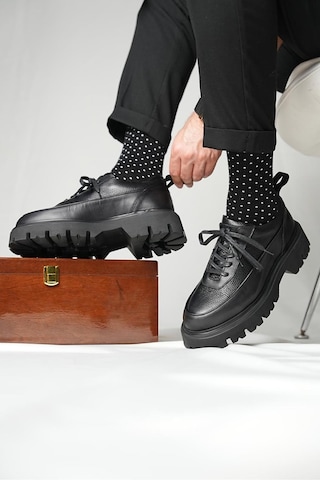 Shoetyle - Siyah Hakiki Deri Bağcıklı Erkek Günlük Ayakkabı 115-k534-1325 Siyah