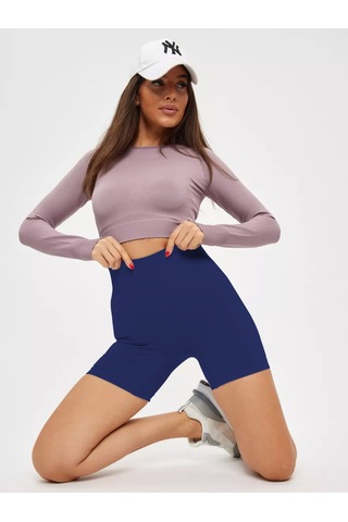 Mistirik Jerovin Model Toparlayıcı Örme Seamless Push Up Etkili Kısa Şort Lacivert Renk Lacivert