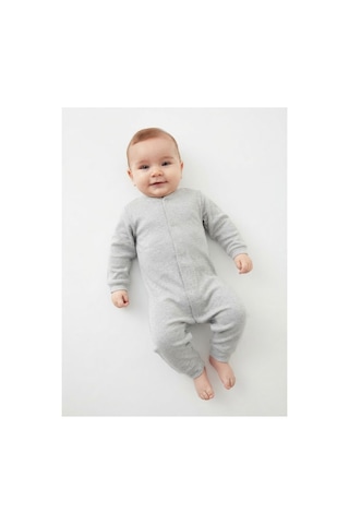 Gülerçocuk Unisex Bebek Tulumu Uzun Kollu Çıtçıtlı Pamuk Penye Likrali Soft Yenidoğan Bebek Tulumuu Gri Gri