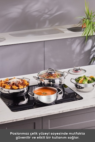 Karaca  Emirgan İndüksiyon Tabanlı 8 Parça Çelik Tencere Seti