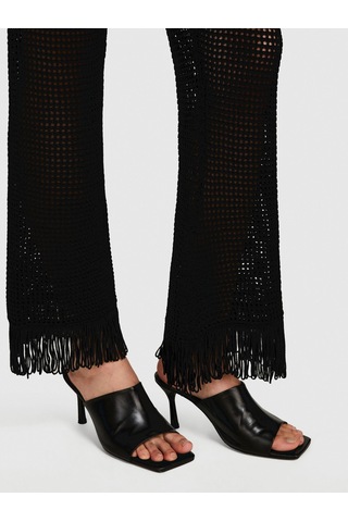 Sisley Viskoz Karışımlı Örgü Motifli Saçak Paça Coulotte Pantolon Kadın Siyah Pantolon - 324p196pmf008