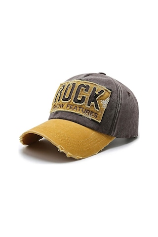 Valkyrie Rock Eskitme Trucker Şapka Unisex Metal Tokalı Ayarlanabilir Vintage Hardal