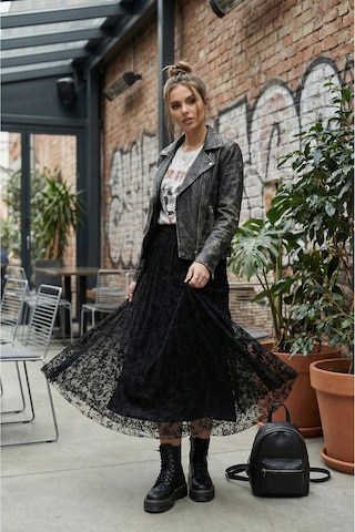 Sayzen Your Shine Çiçek Desenli Flog Etek Sy-2602 Siyah