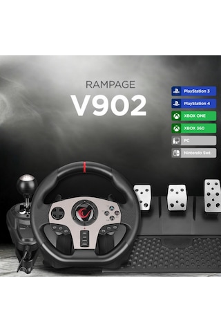 Rampage V902 PS3 - PS4 - PC - Xboxone - Xbox360 - Switch 3 Pedallı - El Vitesli Gaming Oyuncu Direksiyonu