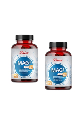 Balen Mag 3 Magnezyum Sitrat Bisglisinat Malat 679 Mg Takviye Edici Gıda 2 x 60 Kapsül