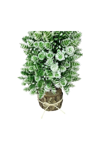 Yapay Çiçek Bonsai Ağacı Beyaz Kozalaklı Kütük Saksıda Dekoratif Yapay Ağaç Bonzai 30 15 Cm