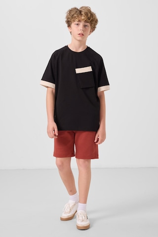 Tommylife Kiremit Pamuklu Yumuşak Dokulu Standart Fit Basic Erkek Çocuk Şort - 11293 Kiremit