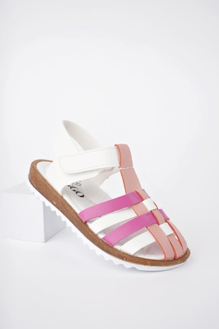 Muggo Rapunzel Garantili Günlük Ortopedik Hafif Taban Cırtlı Kız Çocuk Sandalet Pudra