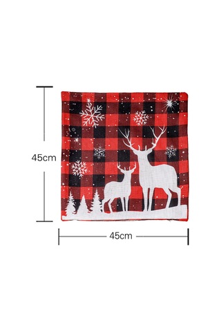 Geeroyoo Deer Head Desenli Linen Kumaş Yastık Kılıfı - Noel Dekorasyonu, Ev Ve Araba İçin, 45x45 Cm, Nordik Stili Diğer