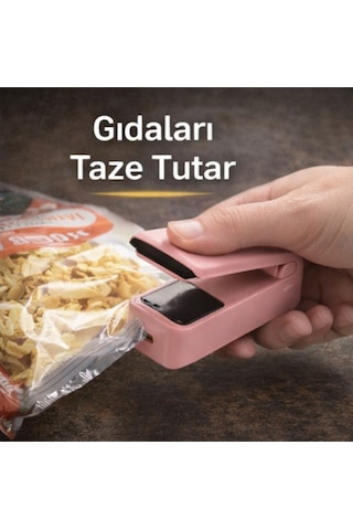 Mini Paket Kapatma Makinesi Isıtıcılı Taşınabilir Gıda Poşet Yapıştırıcı Pembe