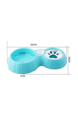 Dm Cbtx Pet Çift Kase Mama Ve Suluk - Kedi/köpek Besleyici Islak Olmayan Ağız Suluk Mavi