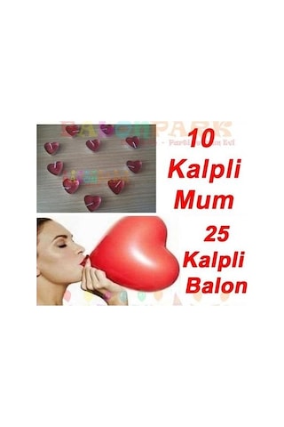 Kalp Balon + 10 Kalpli Mum Hediye. Sevgiliye Doğum Günü Aşk Paket