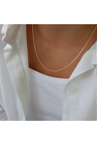 Lente Aksesuar Gold İnce Top Zincir Kolye - 14k Altın Kaplama Minimal Seri Kadın Kolye Altın