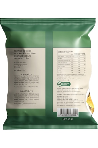 Clean Powders Protein Chips 50 Gr Ekşi Krema Soğan 12 Adet Ekşi Krema - Soğan