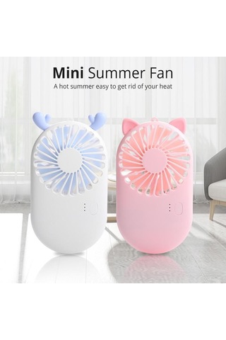 Beyaz Fonken Mini Usb Fan Sevimli Taşınabilir El Fan Hız Ayarlanabilir Hava Soğutucu Açık Seyahat Şarj Edilebilir Fan