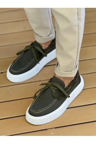 Roof Atelier Erkek Haki Triko Kalın Taban Loafer Ayakkabı - 2602 - Triko Haki
