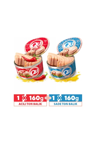 Qu Acılı Ton Balığı 160 G + Qu Sade Ton Balığı 160 G