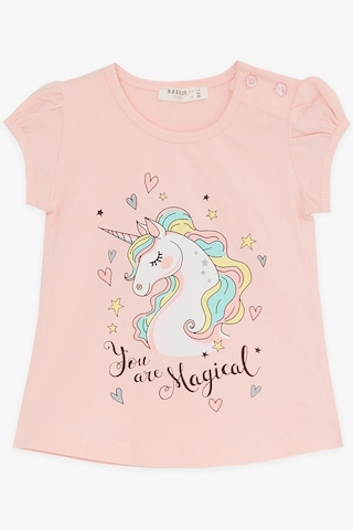 Breeze Kız Çocuk Kapri Taytlı Takım Unicorn Baskılı 1.5-5 Yaş, Somon Somon