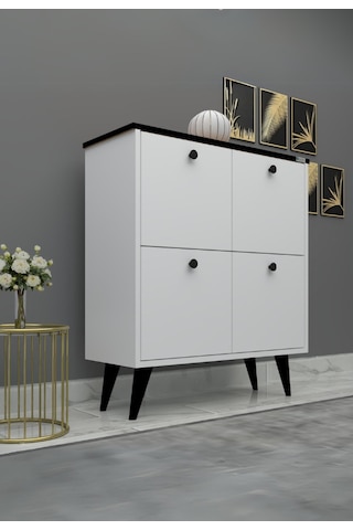 %100 Mdf Akus 4 Kapaklı Ayaklı Ayakkabılık Üstü Falez Beyaz