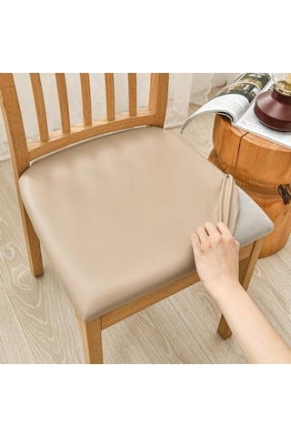 Sandalye Kılıfı Su Geçirmez Yüksek Elastikiyet Suni Deri Kaymaz Kolay Kurulum Koltuk Koruyucu Siyah