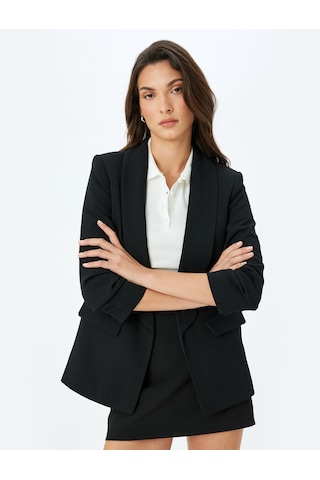 Koton Drape Detaylı 3/4 Uzun Kollu Blazer Ceket Siyah 5sak50020uw Siyah