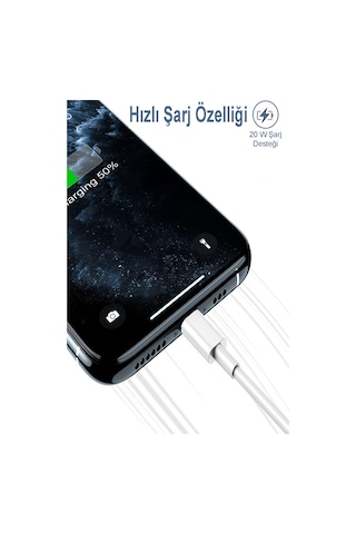 Type-C to Lightning 20W Hızlı Şarj ve Data Kablosu 1 Metre