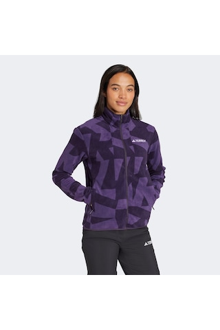 Adidas Terrex Multi Printed Full Zip Fleece Kadın Mor Yürüyüş Polar Jn0996