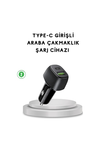 Mey İthalat 38w Araç Şarj Cihazı Type-c Pd Usb Hızlı Şarj Çift Port