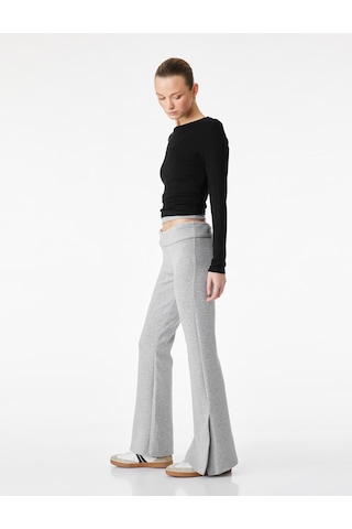 Koton Slim Fit İspanyol Paça Tayt Gri 6sak80091ek