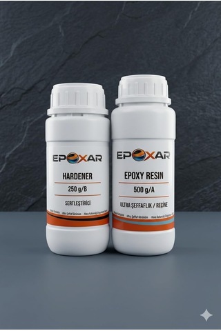 750g Şeffaf Epoksi Reçine Kit + 4'lü Renkli Pigment Boya Avantaj Paketi Beyaz,siyah,yeşil,mavi 80 Ml