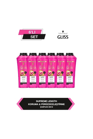 Gliss Supreme Length Uzun Saçlara Özel Şampuan 6 x 400 ML