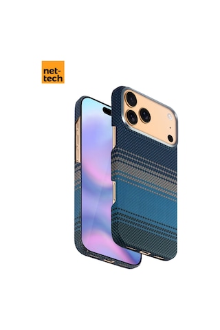 Nettech Apple Uyumlu iPhone 17 Pro Nt n076 Kevlar Karbon Arka Koruma Kılıf Mavi
