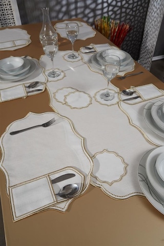 Damla Keten Nakışlı Amerikan Servis Takımı 19 Parça Gold Gold